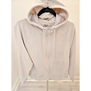 Old Navy Active Dynamic Fleece Cream Full Zip Hoodie Zip Pockets L Womens